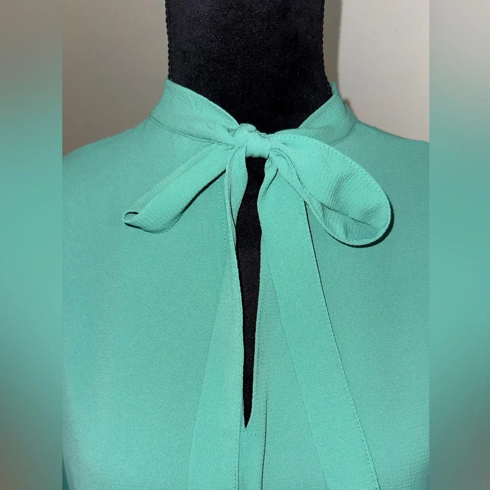 Mint Green Tie-Neck Blouse – Flowy & Chic - Picture 5 of 7